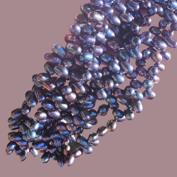 ✨HP✨ Lucas Lameth | 80s Hand Knotted Peacock Freshwater Pearls Sterling Necklace - Picture 3 of 6